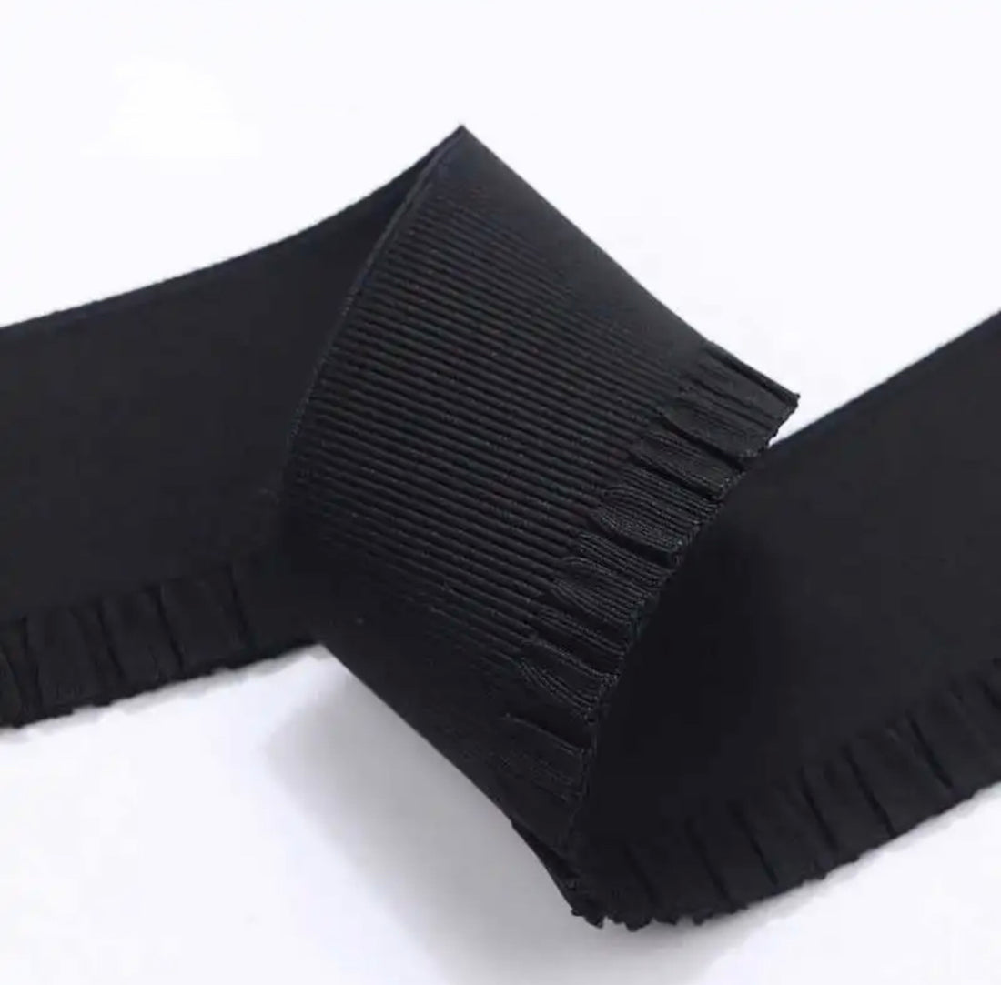 Pleated Skirt Elastic - Black by the meter