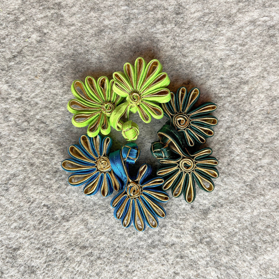 Flower Button (Lime Green, Set of 2) Cheongsam Pankou Button Qipao Decorative Fastener, DIY, Frog Closure button, Chinese Button