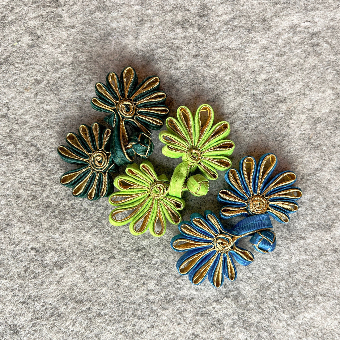 Flower Button (Lime Green, Set of 2) Cheongsam Pankou Button Qipao Decorative Fastener, DIY, Frog Closure button, Chinese Button