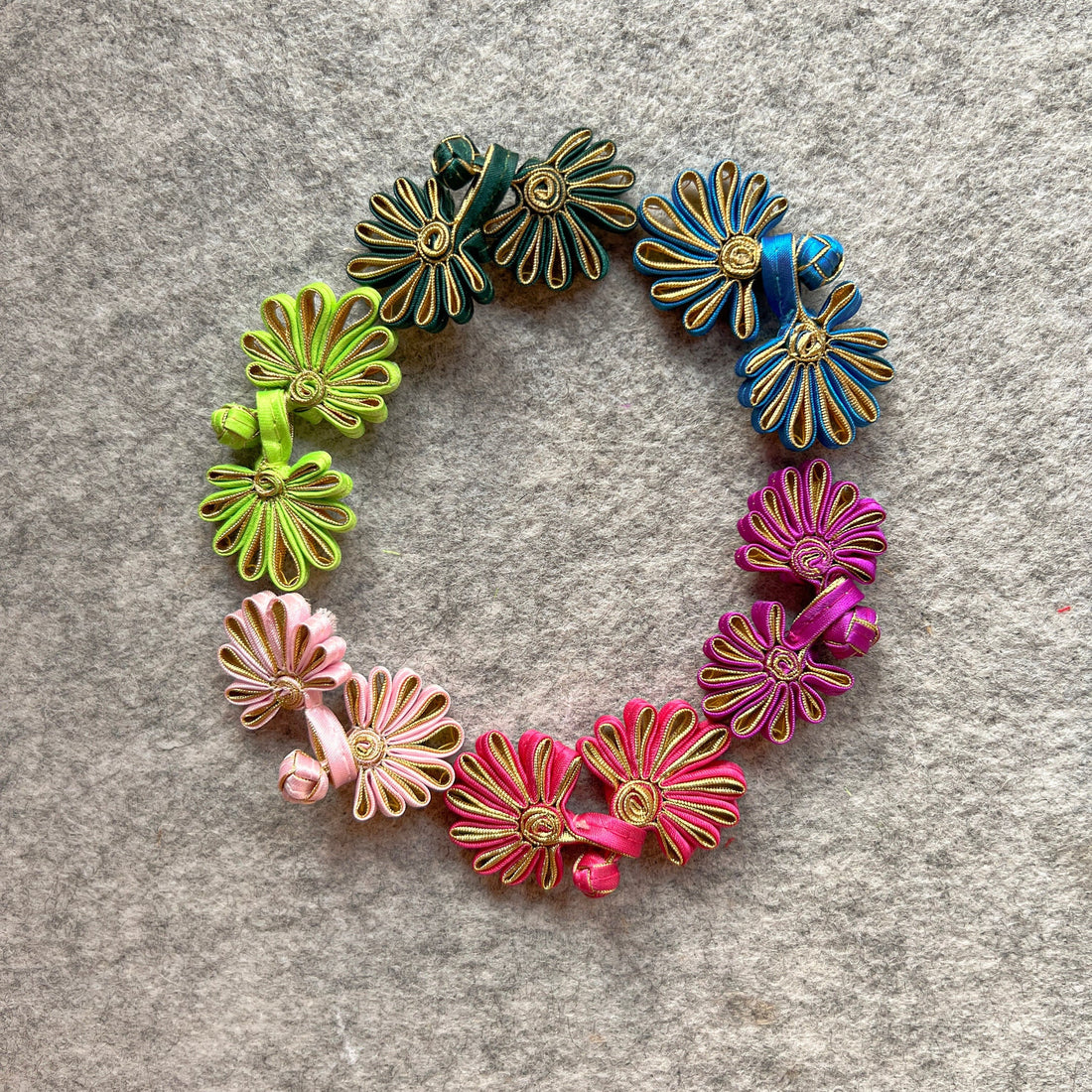 Flower Cheongsam Button (Plum and Gold, Set of 2) Pankou Button Qipao Decorative Fastener, Chinese Dress button