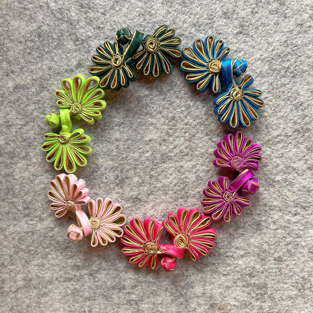 Flower Button (Sky Blue, Set of 2) Cheongsam Pankou Button Qipao Decorative Fastener, Chinese Buttons for Dress, Fancy Hand tied button