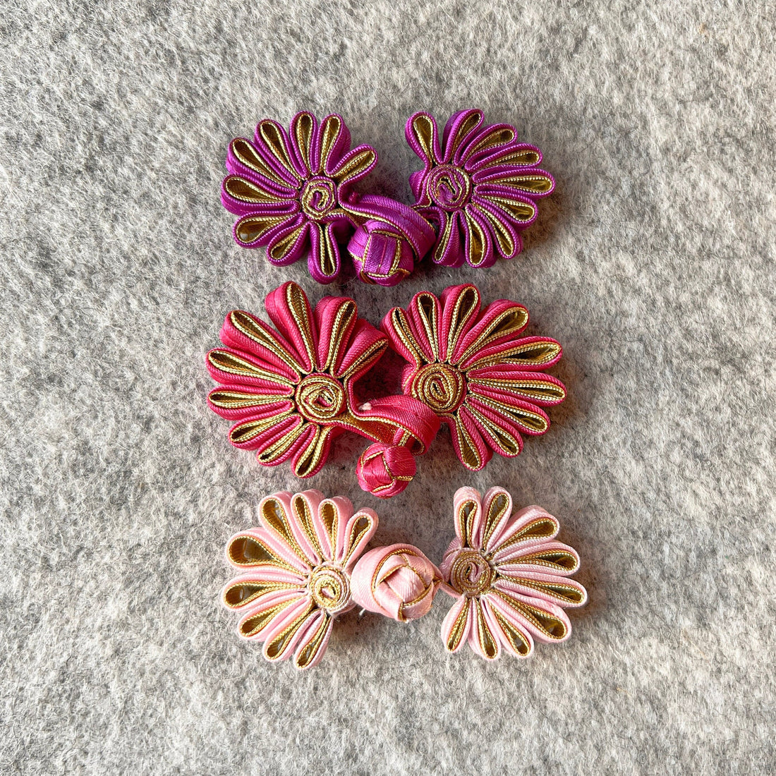Flower Cheongsam Button (Plum and Gold, Set of 2) Pankou Button Qipao Decorative Fastener, Chinese Dress button