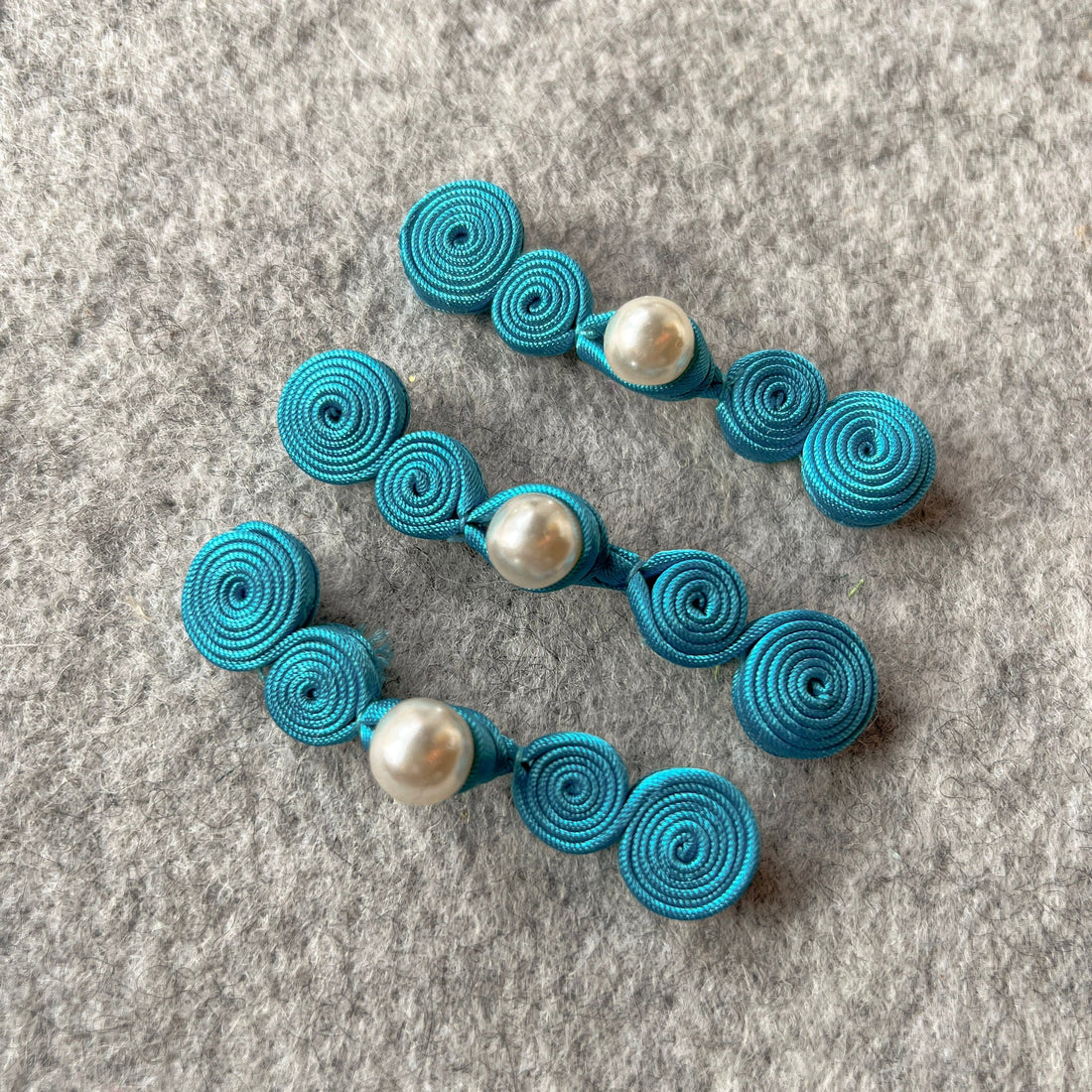 Pearl Button (Aqua, Set of 2) Qipao Pankou Cheongsam Decorative Closure, buttons for Cheongsam Pattern, buttons for Aodai