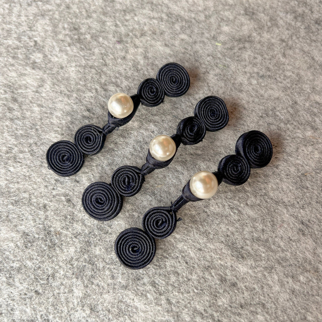 Pearl Button (Black, Set of 2) Qipao Button Pankou Cheongsam Decorative Closure, Lunar New Year Dress, Chinese New Year Dress Button