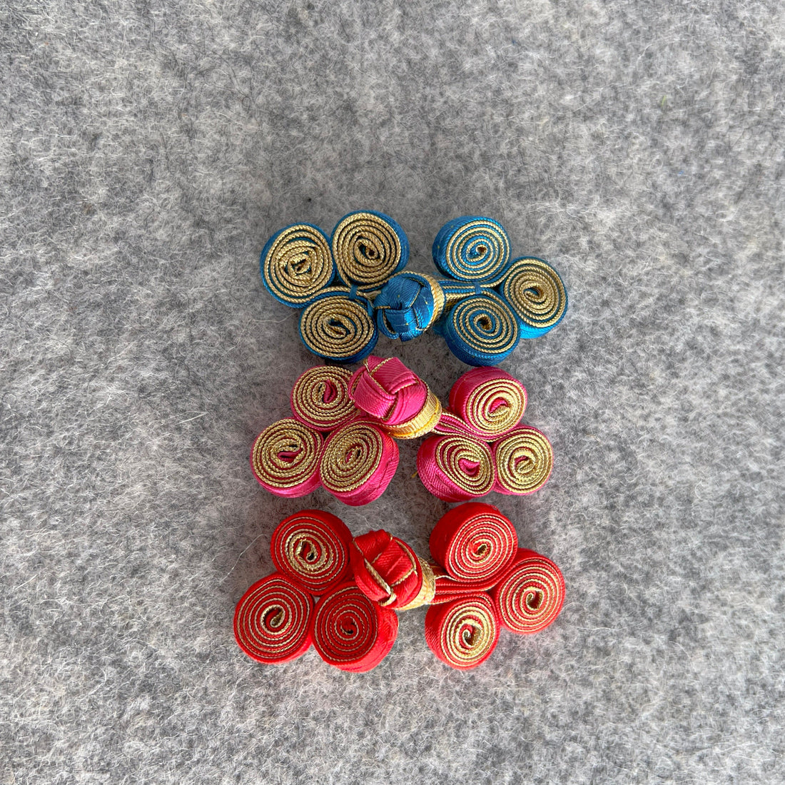 Clover Ribbon Button (Black, Set of 2) Qipao Button Pankou Cheongsam Decorative Closure, Chinese Dress Button, Knotted button, Silk button