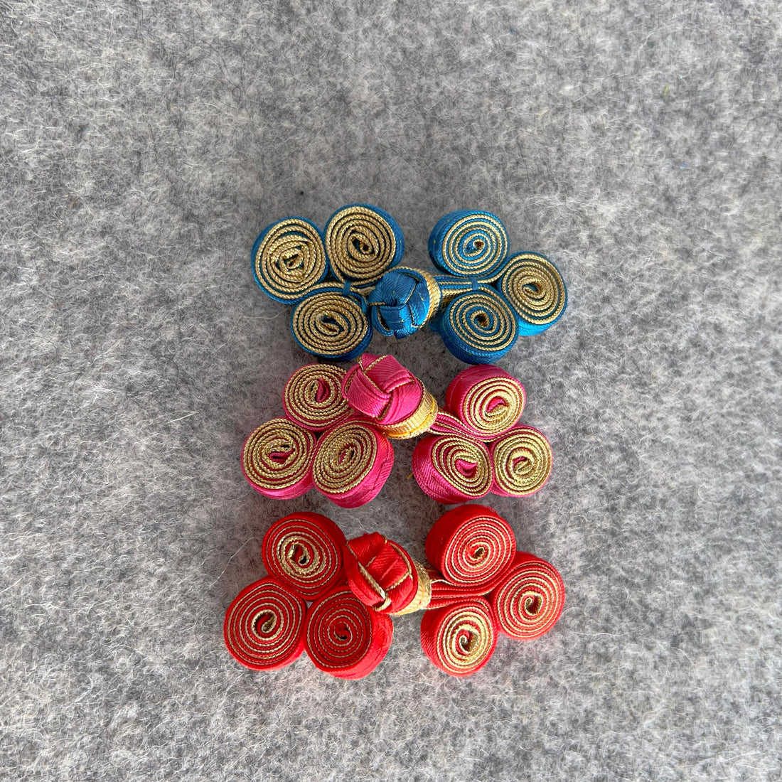 Clover Ribbon Button (Pink and Gold, Set of 2) Qipao Button Pankou Cheongsam Decorative Closure, knotted button, gold button, China Button