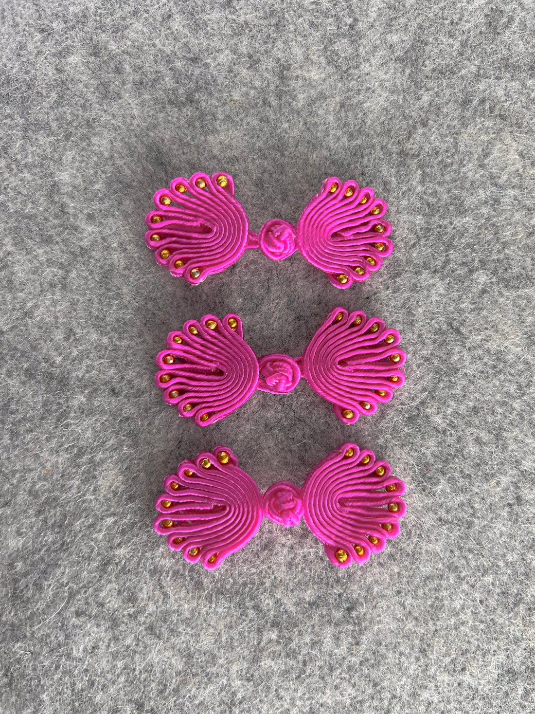 Fancy Ribbon Button (Hot Pink, Set of 2) Qipao Pankou Cheongsam Decorative Closure, buttons from china, chinese buttons with gold