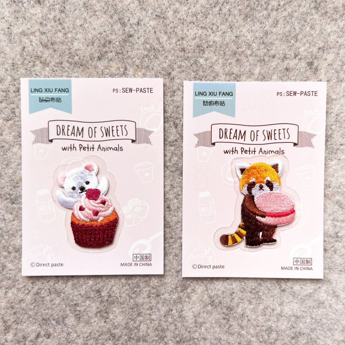 Dessert Bears Patch Iron-On Embroidery Applique Kawaii, cute animal patch, food patch, cupcakes patch, macaron patch, patches with animals