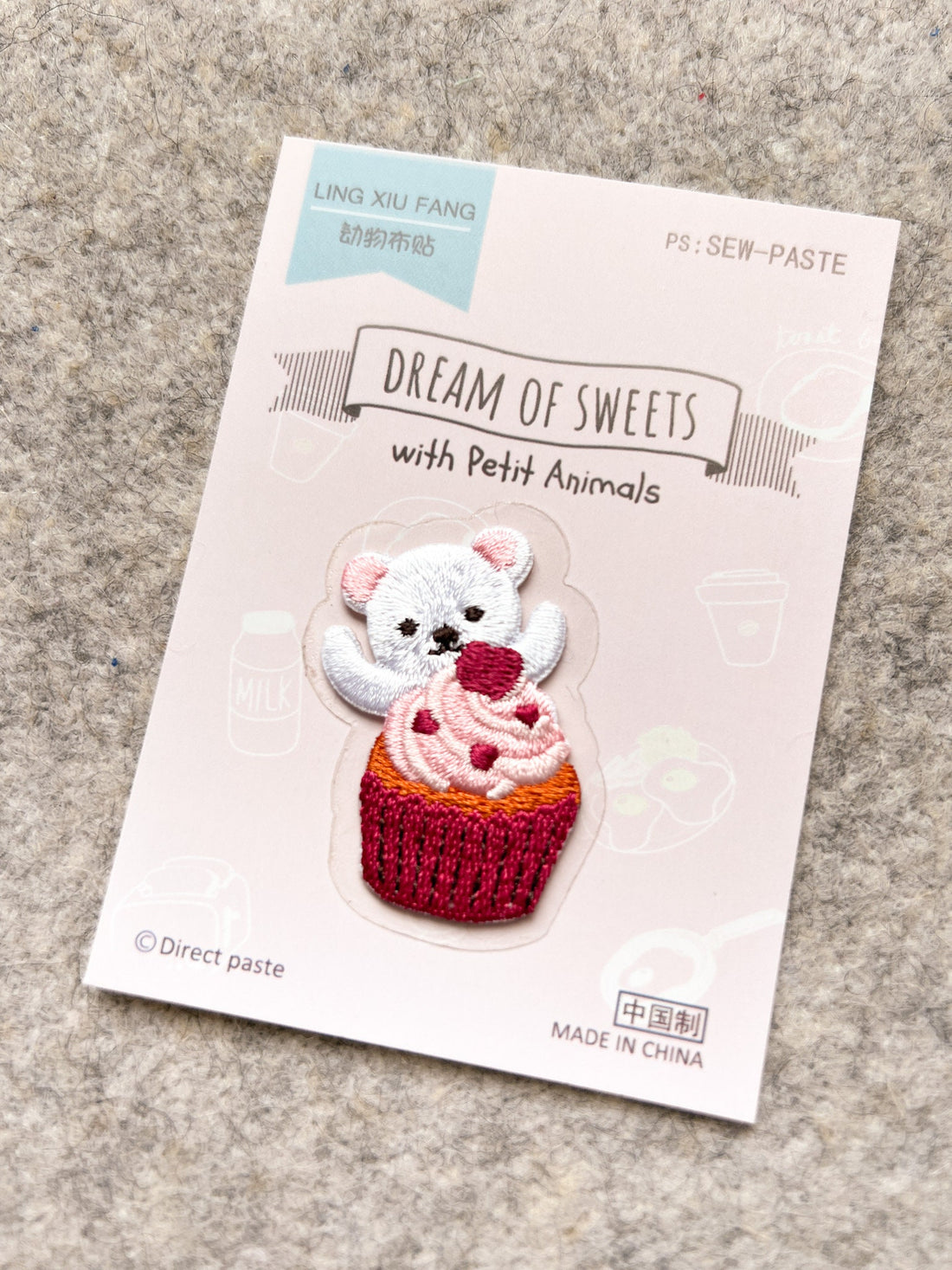 Dessert Bears Patch Iron-On Embroidery Applique Kawaii, cute animal patch, food patch, cupcakes patch, macaron patch, patches with animals