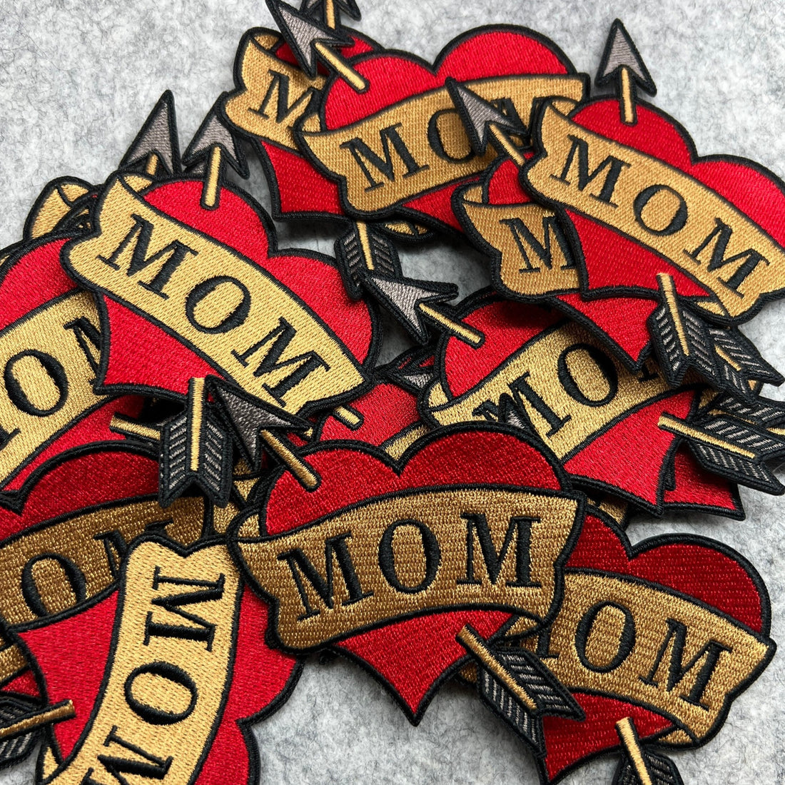 Mom heart faux Tattoo Iron-on Embroidery Patch