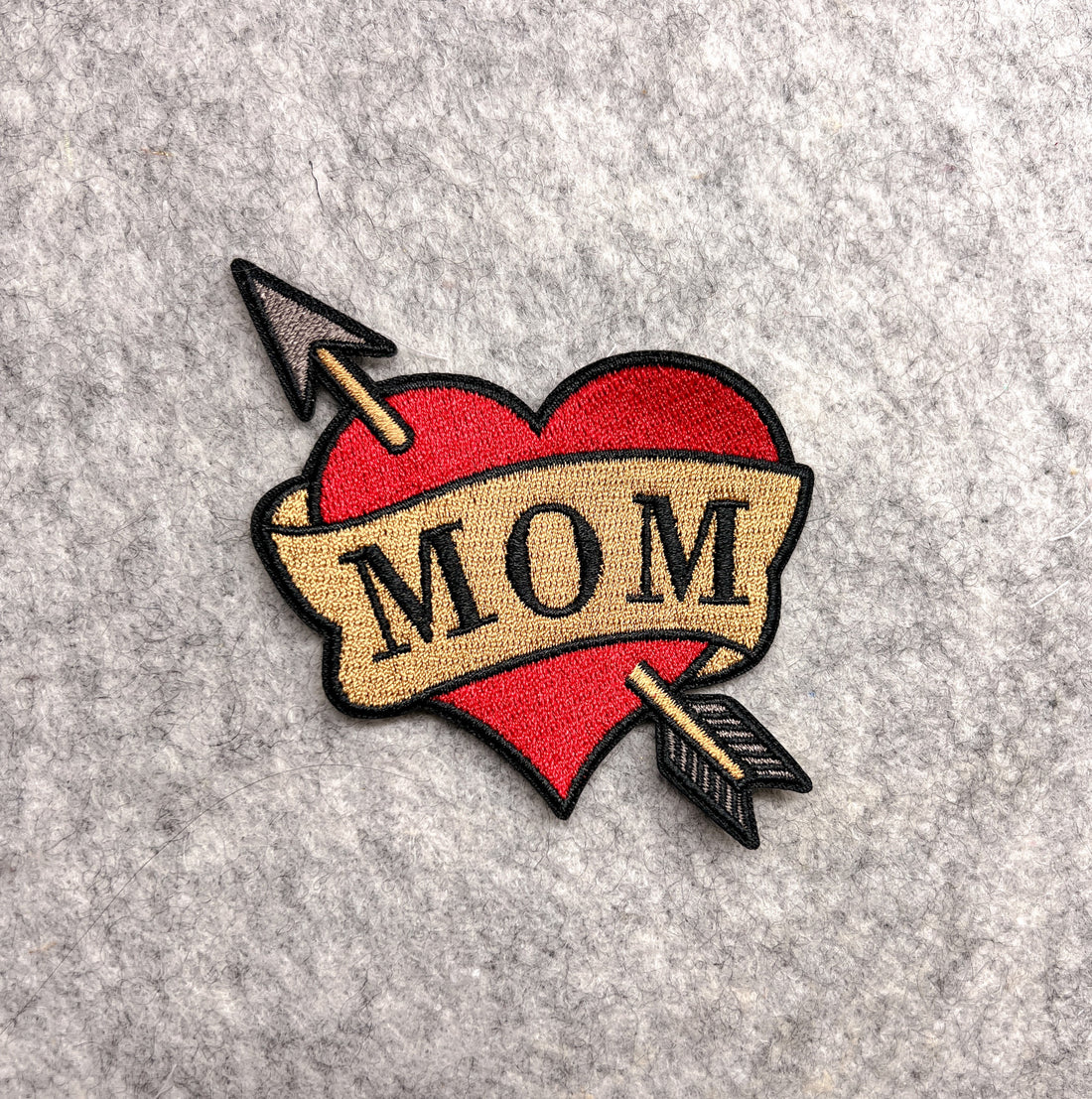 Mom heart faux Tattoo Iron-on Embroidery Patch