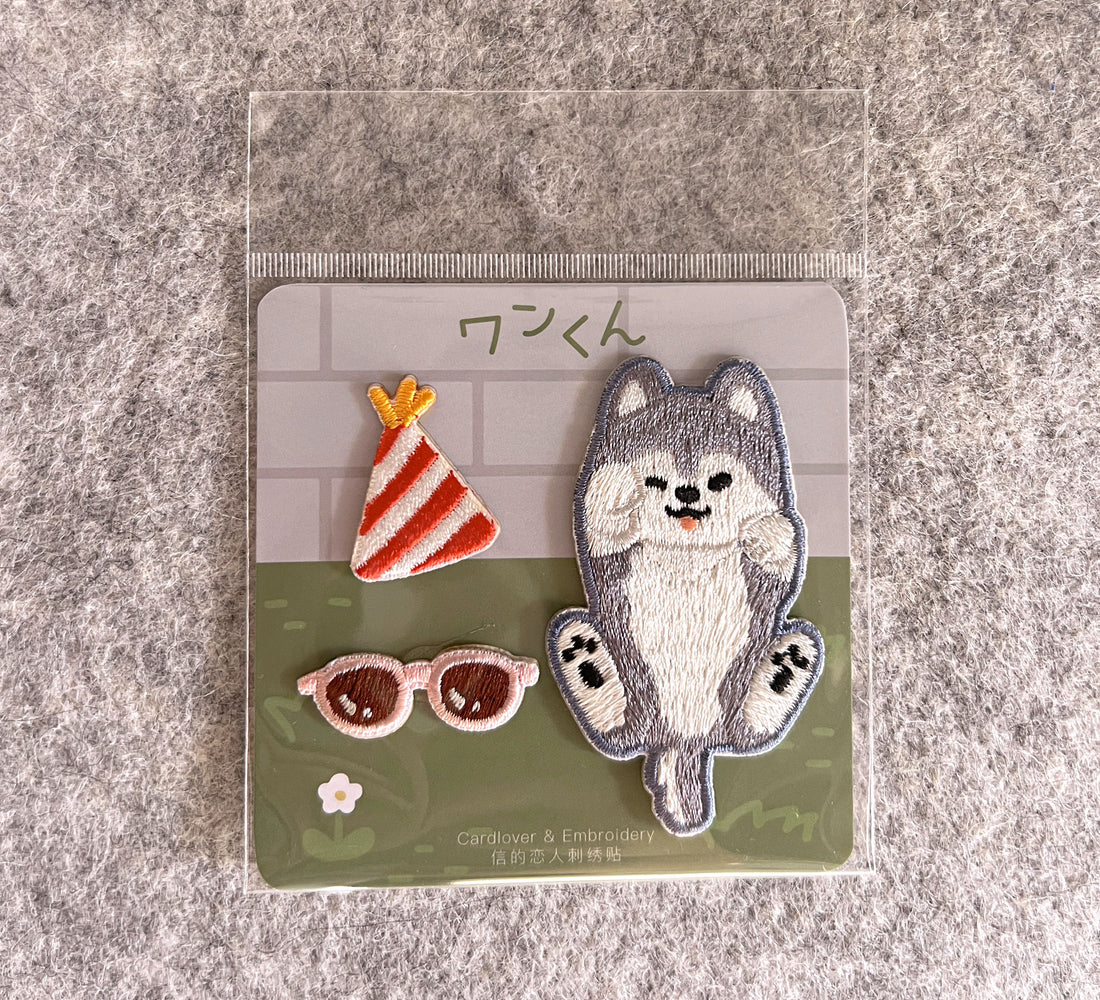 Grey and White Kitty with Sun Glasses Kawaii Iron-on Patch