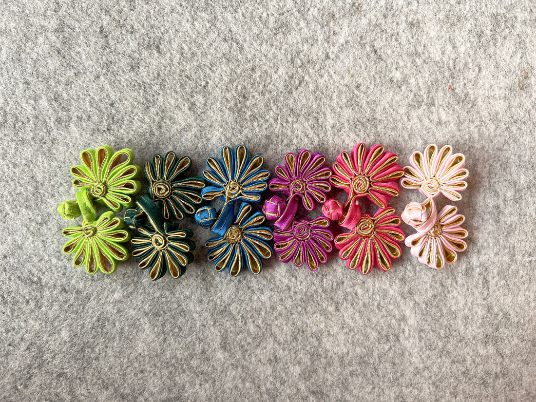 Flower Button (Fuschia, Set of 2) Cheongsam Pankou Button Qipao Decorative Fastener, fancy button for chinese dress
