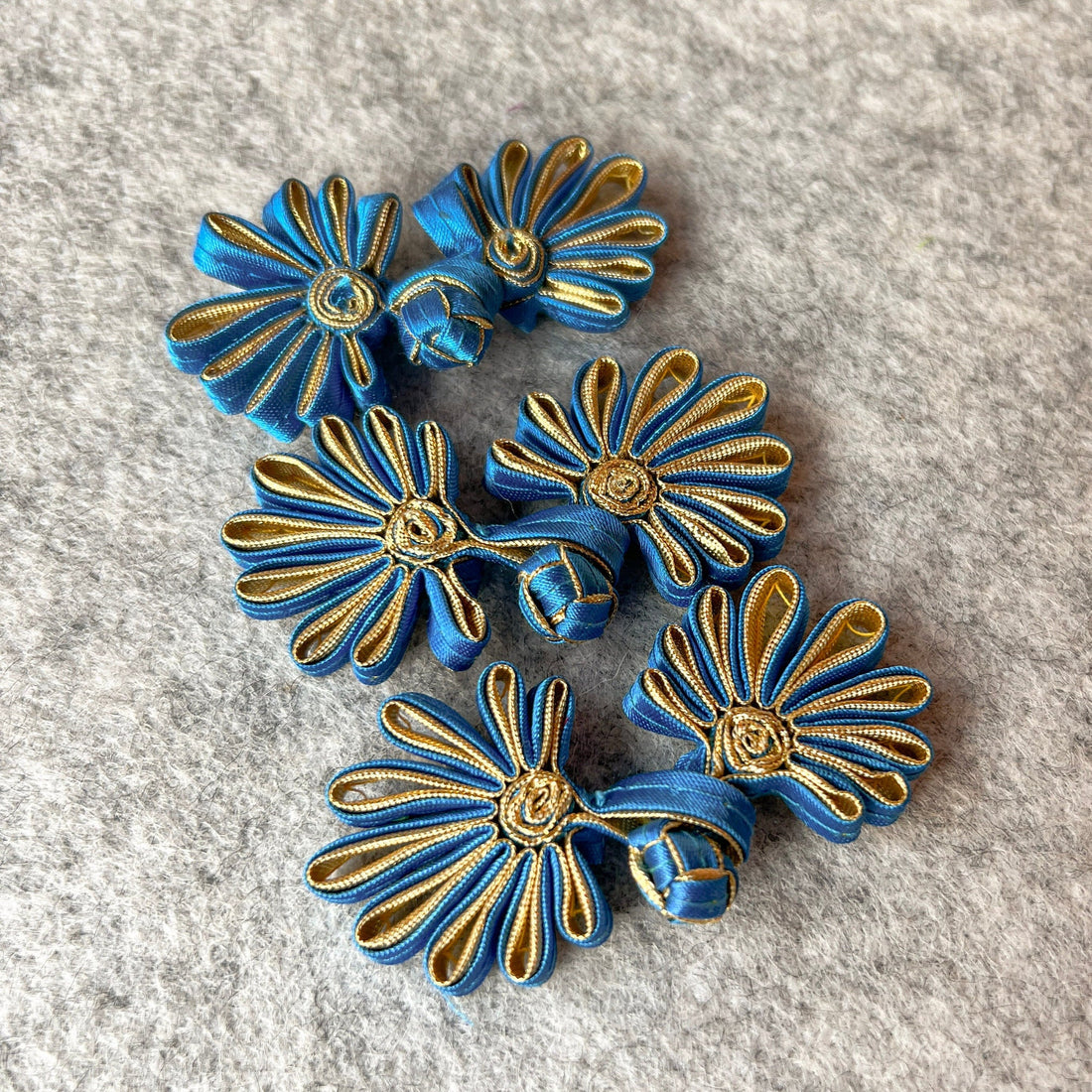 Flower Cheongsam Button (Royal Blue, Set of 2) Pankou Button, Qipao Decorative Fastener, buttons for qipao midsummer