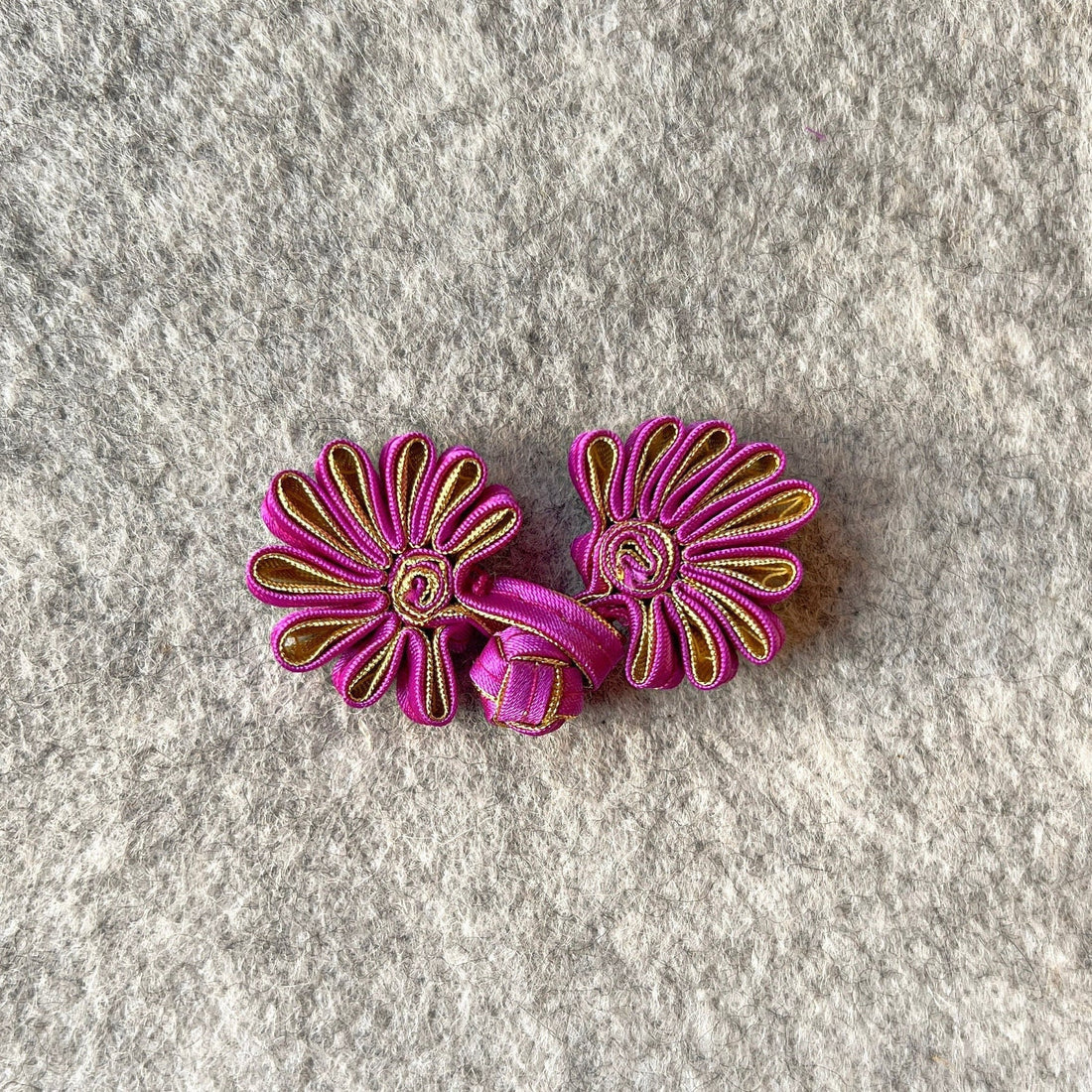 Flower Cheongsam Button (Plum and Gold, Set of 2) Pankou Button Qipao Decorative Fastener, Chinese Dress button