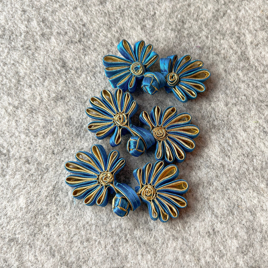 Flower Cheongsam Button (Royal Blue, Set of 2) Pankou Button, Qipao Decorative Fastener, buttons for qipao midsummer