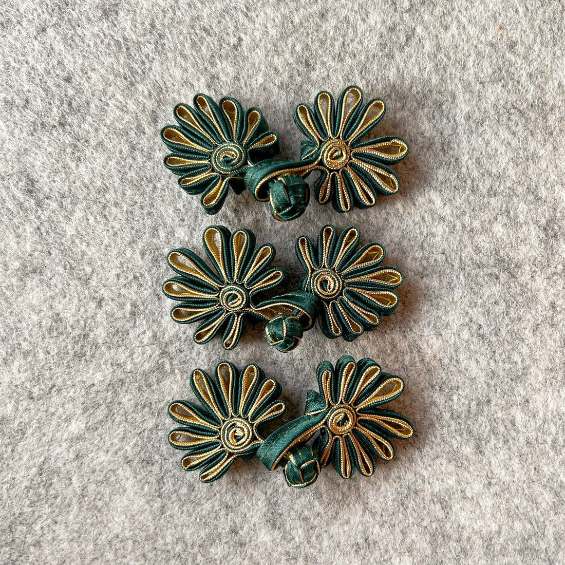 Flower Button (Emerald Green, Set of 2) Cheongsam Pankou Button Qipao Decorative Fastener for Chinese Dress, lunar new year DIY