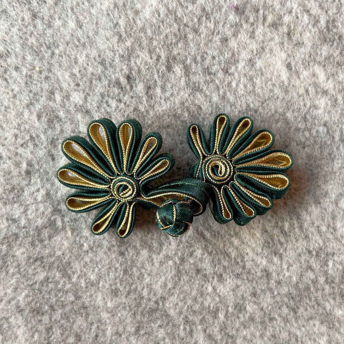 Flower Button (Emerald Green, Set of 2) Cheongsam Pankou Button Qipao Decorative Fastener for Chinese Dress, lunar new year DIY