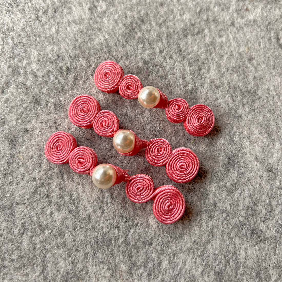 Pearl Qipao Button (Pink, Set of 2) Pankou Button Cheongsam Decorative Closure, chinese dress button, pearl button, button for Cheongsam