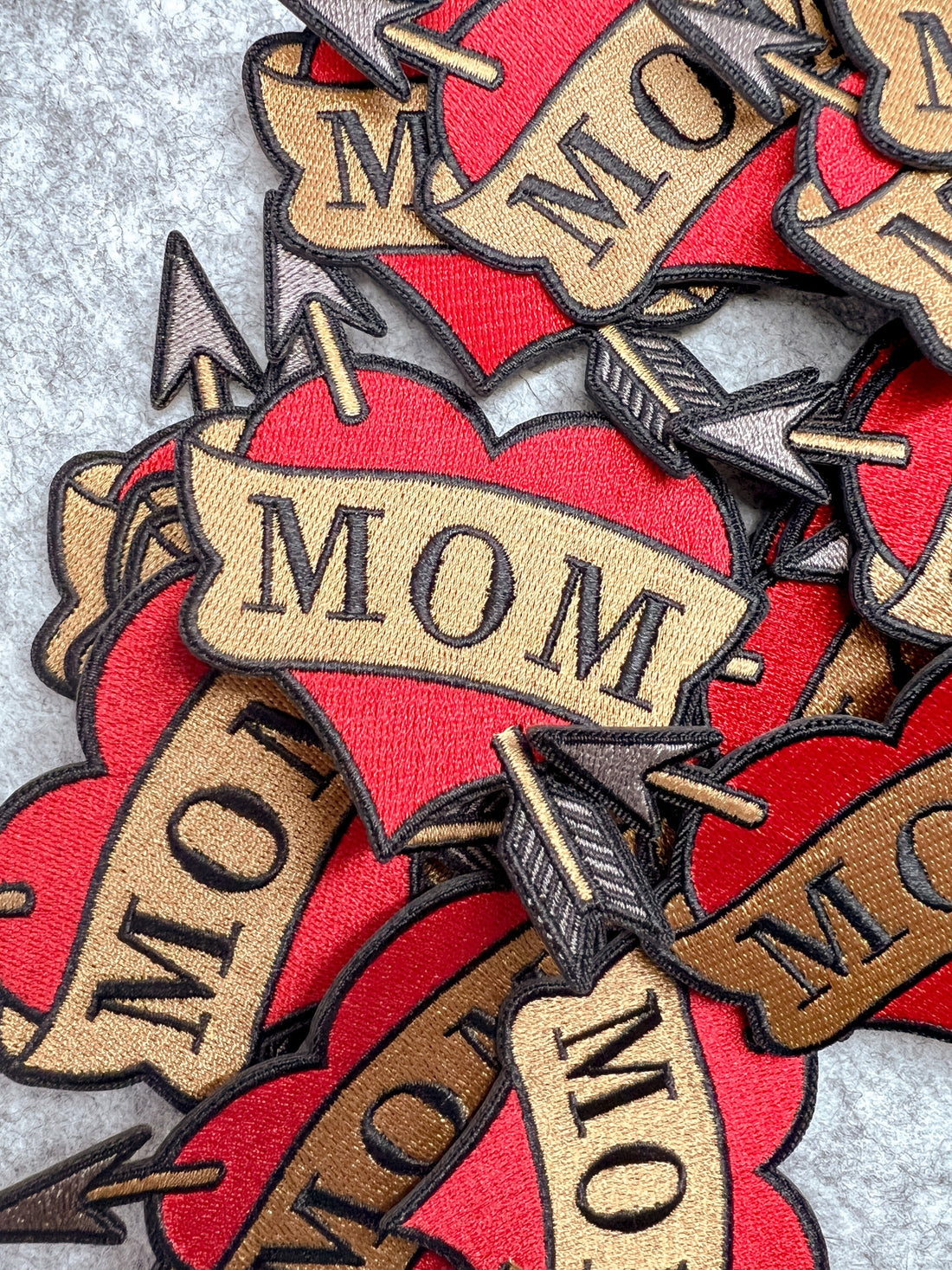Mom heart faux Tattoo Iron-on Embroidery Patch